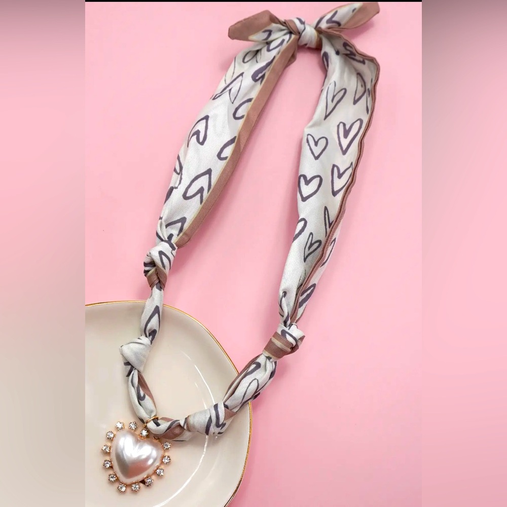 Heart Pendant Scarf Necklace